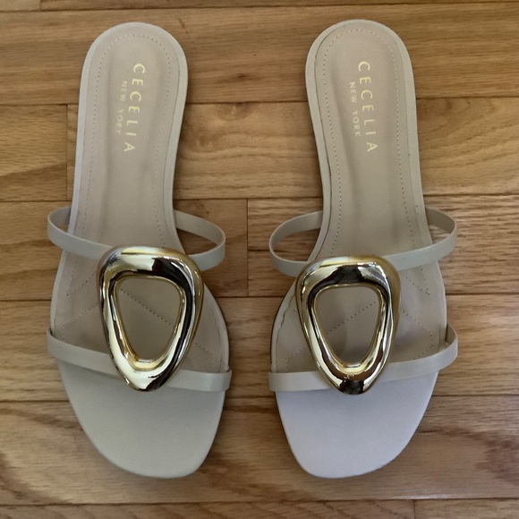 Cecelia New York Mig Leather Slide Sandals Nude Gold SZ 9 NWOT - Picture 5 of 15